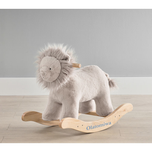Taupe Lion Critter Plush Nursery Rocker
