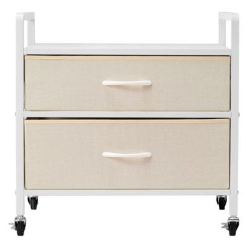 VEVOR Mini Fridge Stand with Storage, 176 lb-Capacity Mini Fridge Table with 2 Drawers & 4 Swivel Wheels, Mobile Mini Fridge Shelf, White