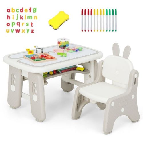 Costway Kids Drawing Table & Chair Set Graffiti Toddlers Art Activity Table & Chair