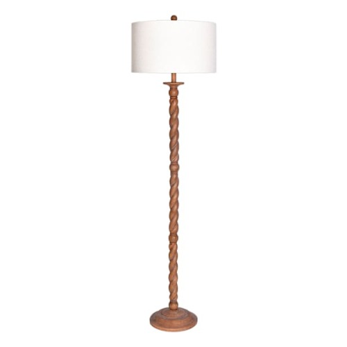 Wood Finish Resin Twist Floor Lamp, 64"