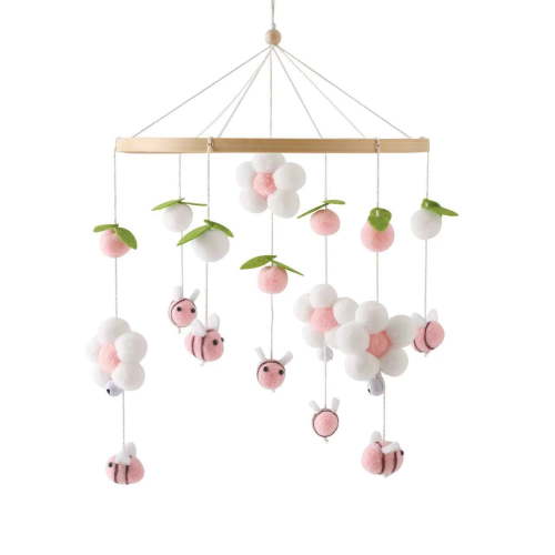 Nursery Bed Chimes Baby Crib Mobile with Elegant Flowers Accessory for Boys and Girls Ceiling Decoration