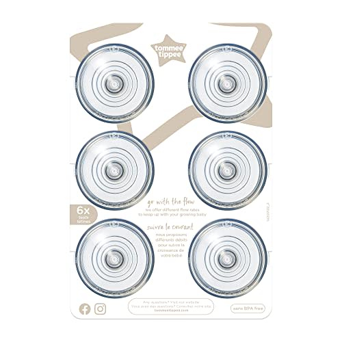 Tommee Tippee Advanced Anti-Colic Baby Bottle Nipples, Breast-Like, Soft Silicone, Fast Flow, 6 months+, Pack of 6