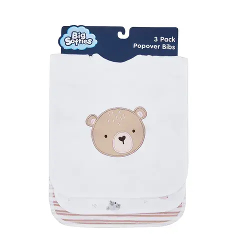 Big Softies 3 Pack Popover Bibs-Bear | Baby Bunting AU