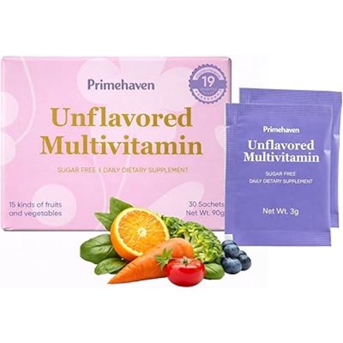 Vitamin Powder - Unflavored Multivitamin, with 19 Vitamins & Minerals, Fruit & Veggie Blend, Sugar-Free, 30 Stick Packs