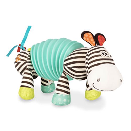 B. baby – Sensory Zebra Plush – Zebra Accordion – Interactive Stuffed Animal – Musical Baby Toy – 6 Months + – Squeezy Zeeby