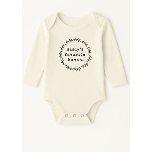 Daddy's Favorite Human - Organic Long Sleeve Baby Bodysuit, 3-6M