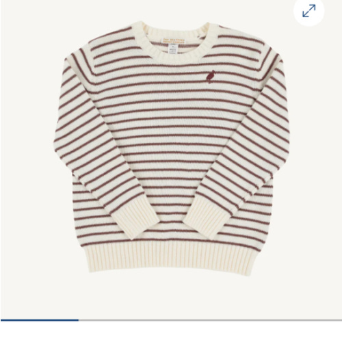 Isaac's Sweater - Palmetto Pearl & Gray Bay Brown Stripe with Gray Bay