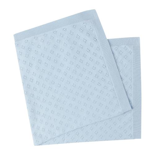 Blue Pointelle Frill Blanket