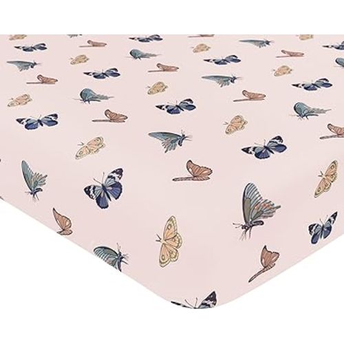 Kyte Baby Soft Crib Sheet - Standard Fitted Crib Sheet Made with Rayon from Bamboo, Ultra-Gentle and Breathable (Blush Butterfly)