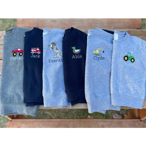 Boys Embroidered Mini Monogram Sweatshirt, Personalized Toddler Tee