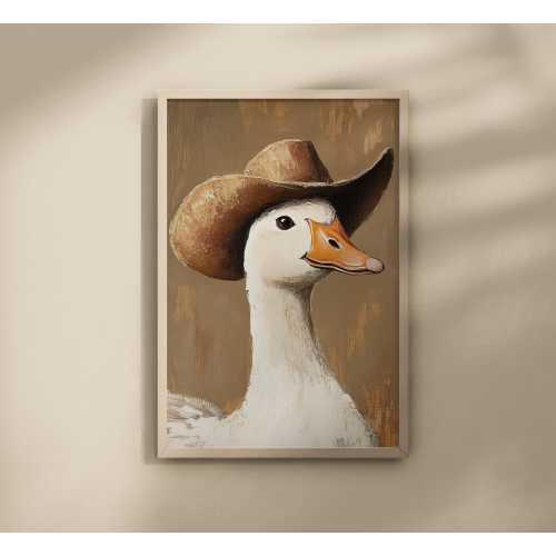 Cowboy Goose Art Print, Dog, Cat, Raccoon, Fox, Silly Boy Room Wall Art, Baby Shower Gift, Animal Theme Nursery Wall Art, Nursery Decor, 149