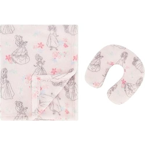 Luxurious Disney Baby Blanket, Ultra-Soft and Plush Microfiber Newborn Throw, Measures 30x36 inches, Includes Matching Infant Neck Pillow for Car Seat and Travel