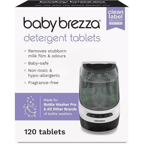 Baby Brezza Detergent Tablets for Bottle Washer Pro. Compatible with All Other Brands of Bottle Washers. 120 Tablets