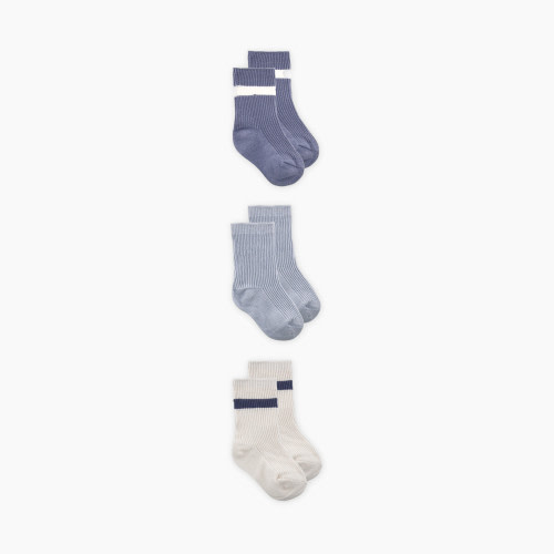 Snugabye Baby Crew Socks (3 Pack) - Folkstone Grey, 0-12M