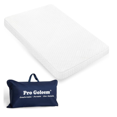 Pro Goleem Pack and Play Mattress (38"x26"), Waterproof Pack n Play Mattress Pad with Carry Bag, Soft Playard Mattress for Babies and Toddlers