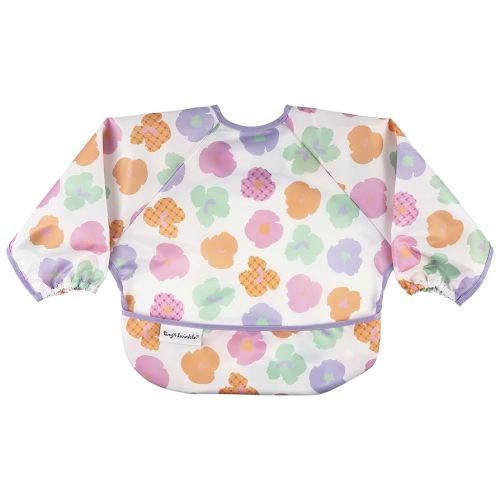 Tiny Twinkle Mess Proof Baby Bib,Waterproof Smock Baby Bib for Eating,Machine Washable Long Sleeve Bib,Baby Led Weaning,Toddler Bib (Floral Pop, Small 6-24 Months)