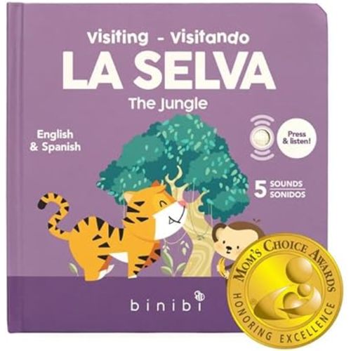 Binibi Spanish Books for Babies & Toddlers 1-3 La Selva Bilingual Sound Book with Jungle Animal Sounds | Bilingual Children's Book | Support Spanish Learning for Kids | Libro en español para bebés