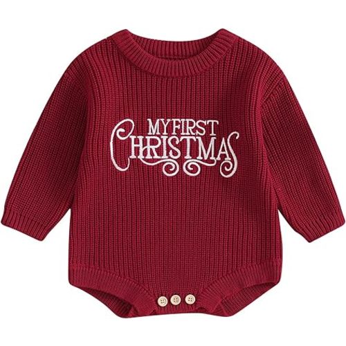 Adobabirl Baby Girl Boy Knitted Sweater Bubble Romper Long Sleeve Jumpsuit Festival Outfit Fall Winter Spring Clothes