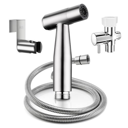 Arofa Hands-Free Handheld Bidet Sprayer for Toilet, Jet Spray Adjustable Water Flow Muslim Shower with Bidet Hose, Stainless Steel Toilet Faucet Kit for Baby Cloth Diaper Cleaning