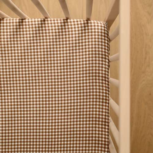 Drap contour lit de bébé - Vichy brown