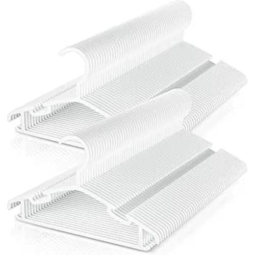 Baby Hangers 100 Pack Non-Slip Kids Plastic Hangers for Closet, Space Saving Toddler Hanger for Infant Clothing, Childrens Hanger for Child, White