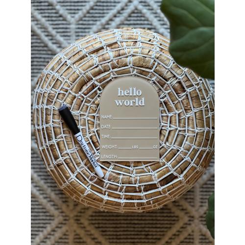 Personalized Hello World Baby Stat Sign, Acrylic Hospital Birth Stat Sign, Birth Announcement, Newborn Photo Prop, Baby Keepsake Gift