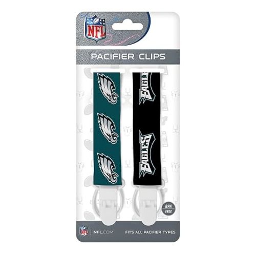Baby Fanatic Officially Licensed Unisex Pacifier Clip 2-Pack - NFL Philadelphia Eagles - Baby Apparel