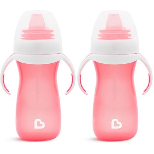Munchkin® Gentle™ Transition Sippy Cup with Trainer Handles, 10 Ounce, Pink (Pack of 2)