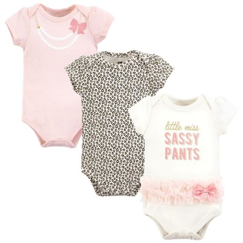 Hudson Baby Infant Girl Cotton Bodysuits, Miss Sassy Pants, 3-6 Months