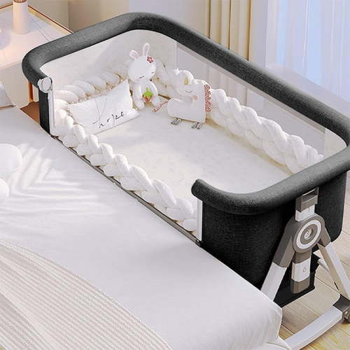 Baby Bassinet with Wheels, 3-in-1 Bedside Sleeper for Newborns, Portable Infant Crib, Breathable Mesh, Soft Mattress, Mosquito Net, Storage Basket