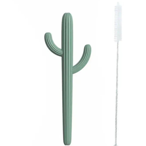Cactus Silicone Teether & Straw for kids and adults