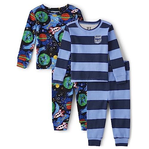 The Children's Place baby-boys And Toddler Long Sleeve Top and Pants Snug Fit 100% Cotton 4 Piece Pajama Set