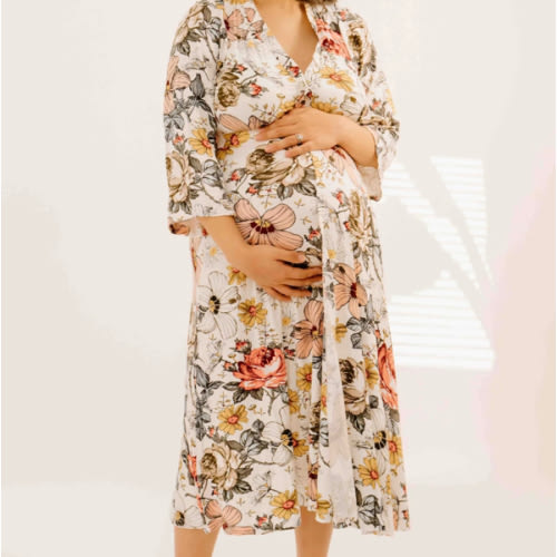 Lila Labor & Postpartum Gown in Vintage Floral