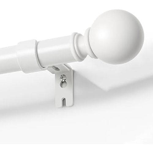 Joydeco White Curtain Rods for Windows 32 to 120 inches, 1 inch Diameter Heavy Duty Adjustable Curtain Rods for Bedroom, Sliding Glass Doors, Outdoor, Patio