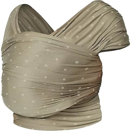 Ergobaby Aura Baby Wrap Carrier for Newborn 0-12 Months (8-25 lbs) - Soft Stretchy Infant Wrap Carrier with Hip-Healthy Positioning, Pre-Tied Design - Olive Diamond