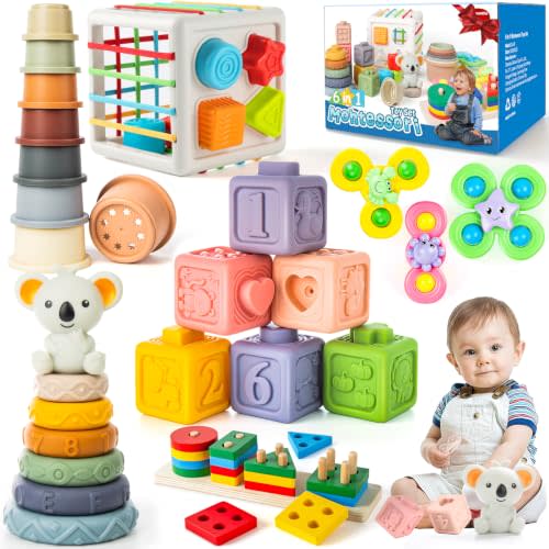 Somastung 6-in-1 Baby Toys 6 to 12 Months, Montessori Toys for Babies 6-9-12-18 Months