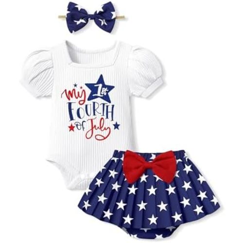 KANGKANG Baby Girl Clothes Short-sleeve Square Neck Romper + Floral Pleated Skirts Shorts Headband Spring Summer Outfits