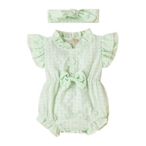 Baby Girl Clothes Newborn Infant Outfit Ruffle Romper Dress and Bow Headband Clothing Sets