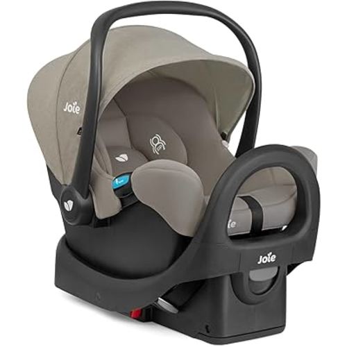 Joie Rue Lightweight Infant Car Seat & Anti-Rebound Base –Side-Impact Protection, 5-Point Harness, and UPF 50+ Canopy for Newborns and Infants (Dove)