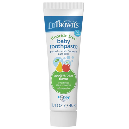 Dr. Brown's Fluoride-Free Baby Toothpaste, Safe to Swallow, Apple Pear, 1-Pack, 1.4oz/40g, 0-3 years
