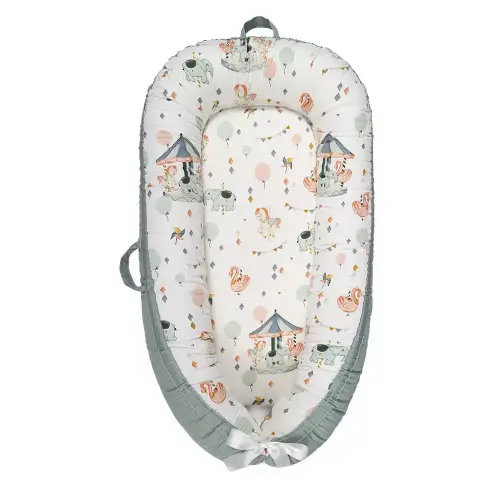 Baby Nest, Baby Lounger, Baby bed for Infant & Newborn Babies, 100% cotton - Cuteably - Circus Fest