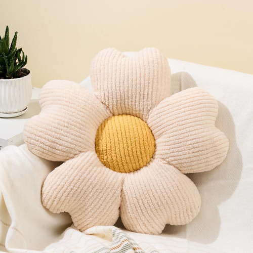 COOKCOK Flower Pillow, 15.7" Flower Shaped Throw Pillow, Daisy Plush Floor Pillow Seat Cushion Cute Aesthetic Decorative Throw Pillows for Bed Home Sofa Chair Couch Decor, White