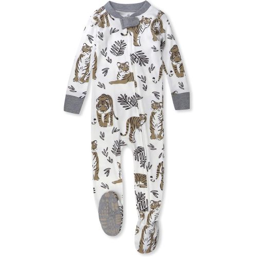 HonestBaby Non-Slip Footed Pajamas One-Piece Sleeper Zip-Front Pjs 100% Organic Cotton for Baby Boys