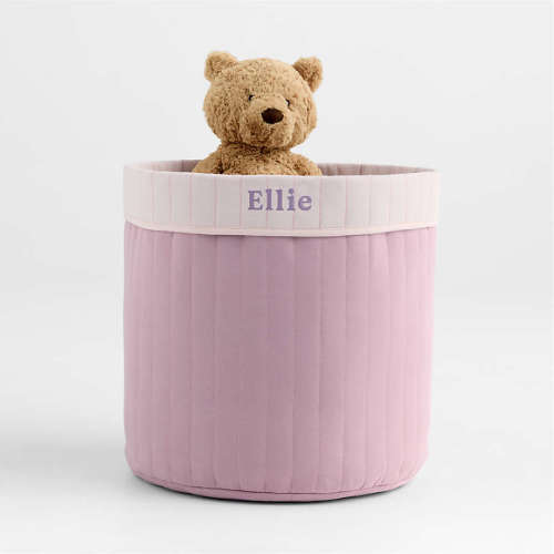Personalized Quilted Hushed Violet Purple Floor Storage Bin