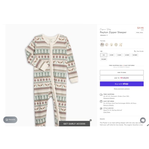 Peyton zipper sleeper (holiday)