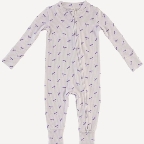 long sleeve convertible zippy pj | tiny dragonfly | modal skinny rib
