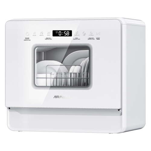 AIRMSEN 5-Place Settings Portable Countertop Dishwasher with 5L Built-in Water Tank, Ultra-Slim Dishwasher Upgrade 3 Spray Arms, 12H Delay Start and Salt Chamber Function, ZMW-DUHA01
