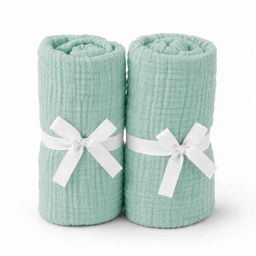 Newton Baby Deluxe Crib Sheet 2-Pack, Organic Gauze - Aqua Mint | Baby Crib Sheet, Fitted, Breathable, Ultra-Soft, Organic Cotton, Fits All Standard Cribs, Machine Washable, 2-Pack