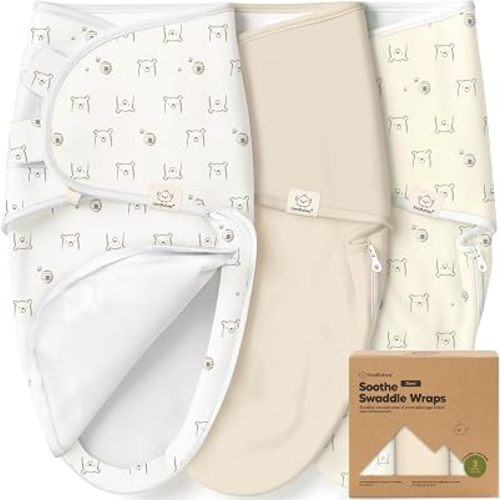 Newborn Swaddles with Zippers, 3pk Baby Swaddle (Bumble Bear, 0-3M)