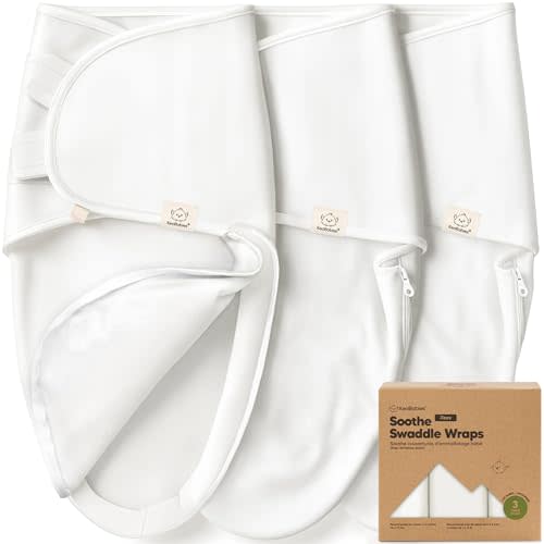KeaBabies Newborn Swaddles with Zippers - 3-Pack Baby Swaddle Sleep Sacks 0-3 Months, Infant, Baby Girls, Boys, Soft & Durable Sleep Sack Newborn,Easy Diaper Change Swaddling Blanket(Soft White, OS)
